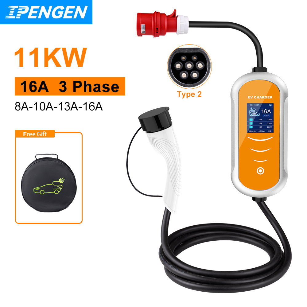 Type 2 Portable Ev Charger 11Kw Cee - IPENGEN شاحن EV 16A 11KW نوع