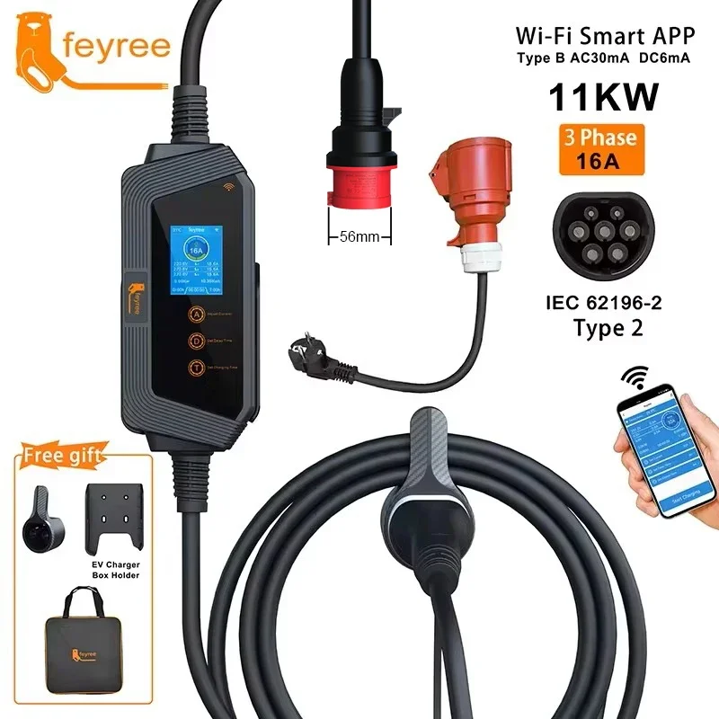 Type 2 Portable Ev Charger 11Kw Cee - شاحن سيارات كهربائية محمول من نوع