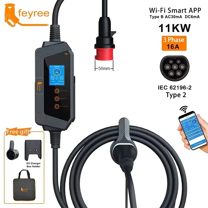 شاحن سيارات كهربائية محمول من  - مراجعة Type 2 Portable Ev Charger 11Kw Cee وسعره